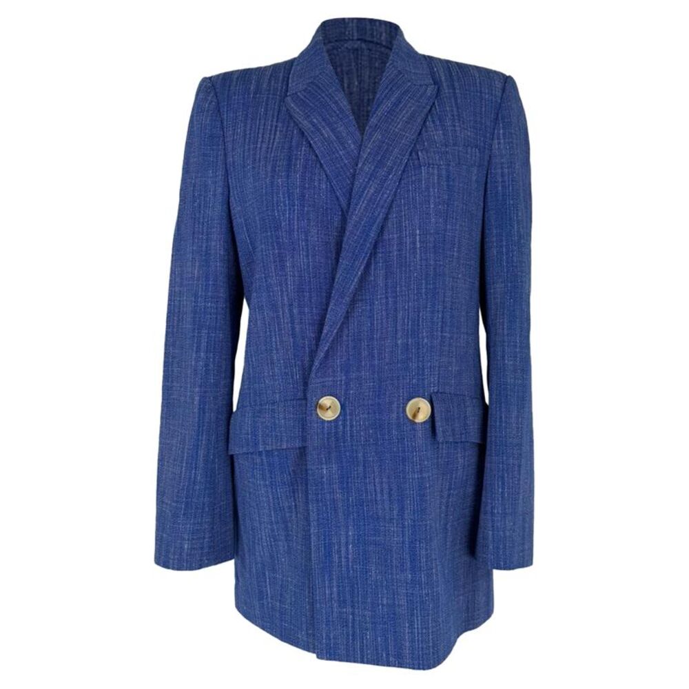 Galvan London Double-Breasted Blazer in Navy Blue Cotton